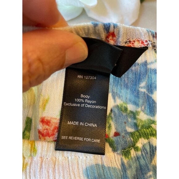 Ali Miles Floral Off-Shoulder Blouse With Tassel Hem Cottagecore Boho Bohemian - Picture 8 of 8